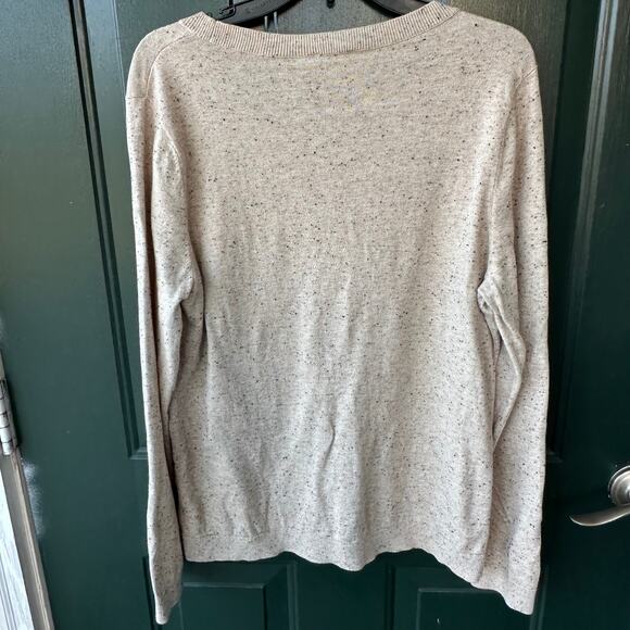 Talbots Sweater XL Fall Leaves Oatmeal Speckled Fall Autumn Thanksgiving Colors - Picture 3 of 6